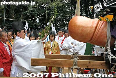 Gozensai ceremony before the start of the penis procession. Tagata Shrine Honen Matsuri
Keywords: aichi komaki kumano jinja shrine penis festival fertility honen matsuri3 shinto prayer