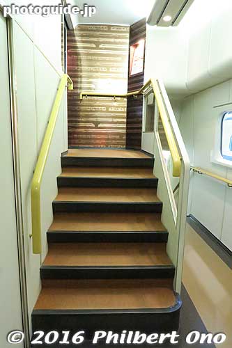 Stairs to upper level of two-story car in 100 Series Shinkansen.
Keywords: aichi nagoya train railway railroad museum shinkansen