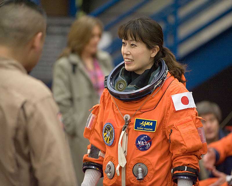 29 Jan. 2010 --- Naoko Yamazaki, attired in a training version of her shuttle launch and entry suit, awaits the start of an ingress/egress training session...
29 Jan. 2010 --- Japan Aerospace Exploration Agency (JAXA) astronaut Naoko Yamazaki, STS-131 mission specialist, attired in a training version of her shuttle launch and entry suit, awaits the start of an ingress/egress training session in the Space Vehicle Mock-up Facility at NASA's Johnson Space Center.

