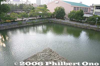View of moat from the corner of castle tower foundation.
Keywords: fukui castle moat stone wall