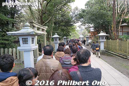 Long line from the torii to the shrine on Jan. 1, 2016.
Keywords: fukui tsuruga kehi jingu shrine new year hatsumode matsuri01