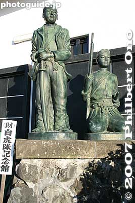 Byakkotai statue outside the Byakkotai Memorial Museum
Keywords: fukushima aizu-wakamatsu iimoriyama hill byakkotai white tiger graves tombs memorial sculpture
