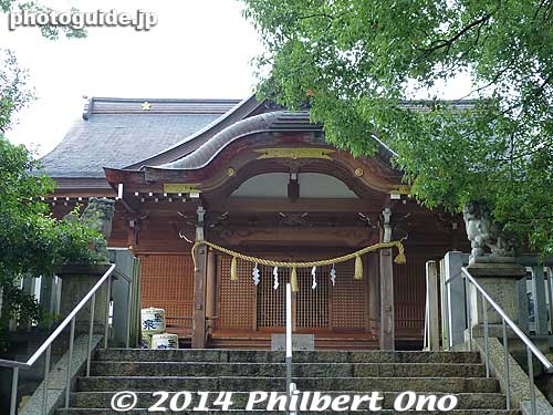 Kano Tenmangu Shrine worships Tenjin, aka Sugawara no Michizane, the god of scholarly learning. This is the Honden hall. 本殿 
Keywords: gifu kano-juku castle nakasendo