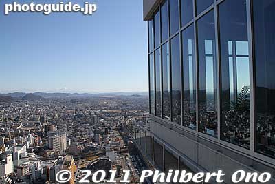 Top floor is a lookout deck operated by the city. Free admission. Elevator takes 45 sec. to get to the top.
Keywords: gifu city tower 