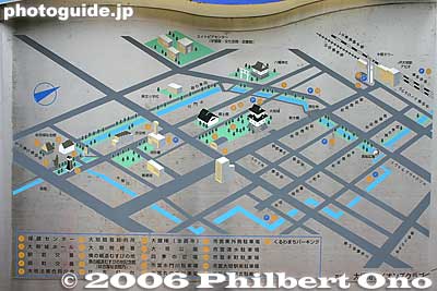 Basic layout of the city center. Ogaki Station is on the upper right. Canals used to be the castle moat.
Keywords: gifu ogaki 