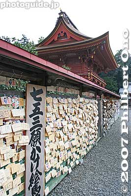 Wall of Votive tablets.
Keywords: gifu tarui-cho nangu shrine shinto