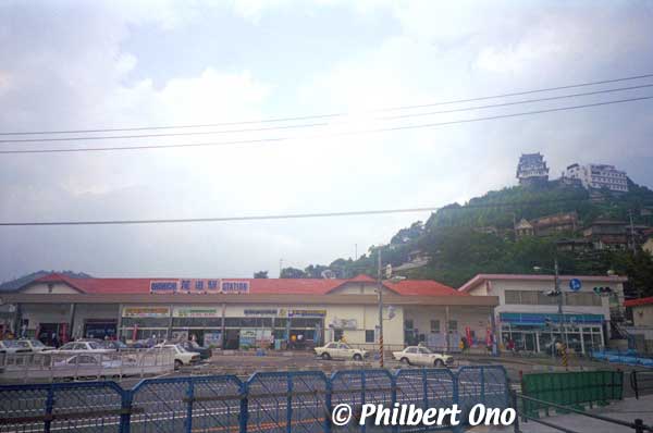 Onomichi Castle overlooking Onomichi Station. It was built in 1964 solely as a local museum and tourist attraction. 
Keywords: hiroshima onomichi castle