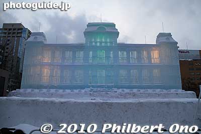 In the late afternoon, they start to light up the sculptures. 
Keywords: hokkaido sapporo snow festival iolani palace ice sculpture 