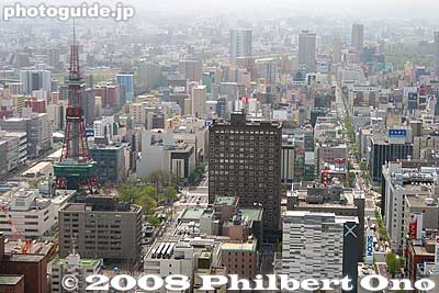 View from JR Tower looking south toward Odori Park. Sapporo TV Tower on the left.
Keywords: hokkaido sapporo train station
