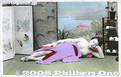 Nude woman lying down
Keywords: japanese vintage postcards nihon bijin women beauty kimono nude