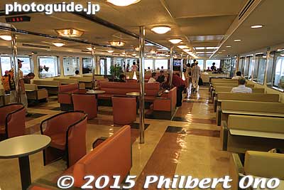 The ferry has large tables for groups.
Keywords: kagawa naoshima island