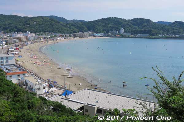 View of Zushi Beach from the hillside. 
Keywords: Kanagawa Zushi beach