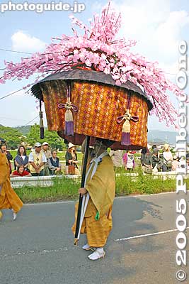 Flower umbrella
These flower umbrellas are mainly for decorative purposes, to add more color to the procession.
Keywords: kyoto aoi matsuri hollyhock festival heian matsuri5