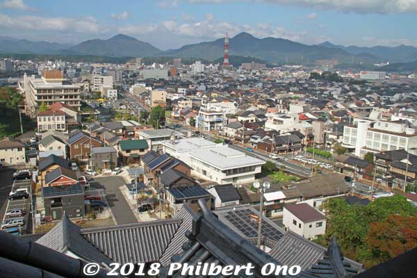 Top floor of the castle tower gives great views of the city. This is toward City Hall and Fukuchiyama Station.
Keywords: kyoto Fukuchiyama Castle