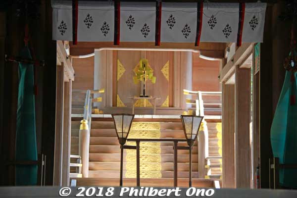 Inside Haiden prayer hall.
Keywords: kyoto kyotango Kotohira Konpira Shinto shrine