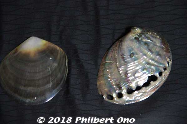 Pearly shells used in their fabrics.
Keywords: kyoto kyotango tango peninsula chirimen silk crepe fabric material textile tamiya raden