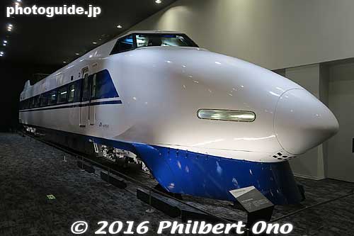 100 series shinkansen, 2nd generation with the slit headlights and pointy look.
Keywords: Kyoto Railway railroad train Museum japandesign