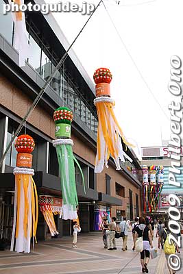 Tanabata decorations at the entrance of Sendai Station.
Keywords: miyagi sendai tanabata matsuri festival tohoku star train station 