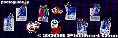 IBM pins (my collection)
The IBM pins were being sold for 1,000 yen each. Some people were selling them for up to 2,000 yen.
Keywords: nagano prefecture 1998 winter olympics