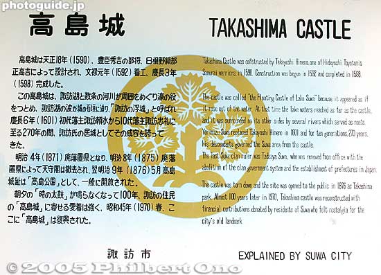 About the castle
Keywords: nagano prefecture suwa takashima castle