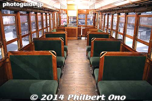 Wooden interior of Class Kiha 42300 train car. 
Keywords: saitama omiya Railway railroad Museum train