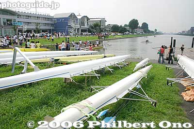Finish line end of the 2000-meter Toda Boat Course.
Keywords: saitama toda boat rowing race regatta university