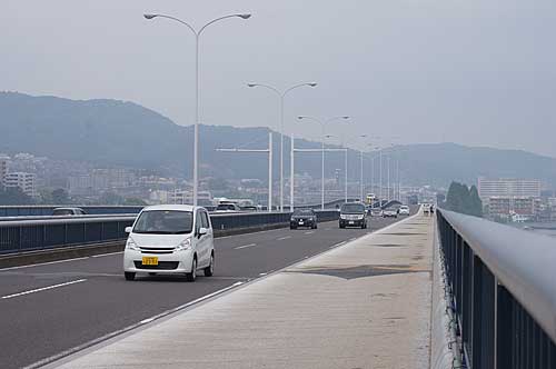 Omi Ohashi Bridge near Seta Rowing Club. (Not to be confused with a larger Biwako Ohashi Bridge more north.)
