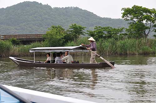 Smaller groups can ride hand-powered boats.
