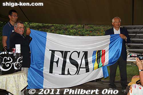 This FISA flag has flown at all the World Rowing Tours. It was time to fold it up and give it to the host of next year's FISA World Rowing Tour.
