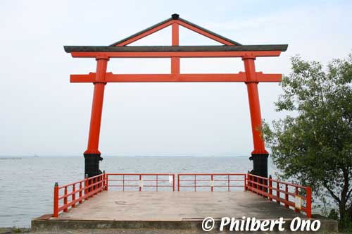 Hiyoshi Taisha Shrine's boat dock is used during the Sanno Festival when they carry the portable mikoshi shrines on a boat.
Keywords: shiga biwako lake biwa