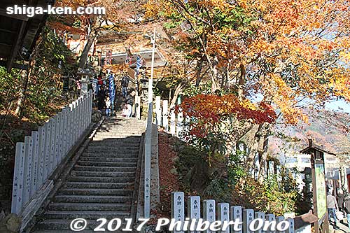 More stairs to go to the Honden main shrine.
Keywords: shiga higashiomi tarobogu aga shrine