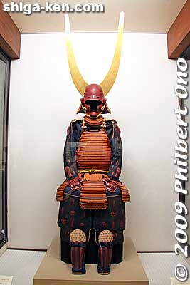 Ii clan samurai armor and helmet. Remember this helmet because it also appears on Hikone's official mascot Hiko-nyan (photos below).
Keywords: shiga hikone castle