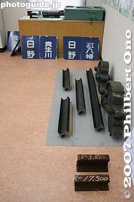Inside Ohmi Railways Museum, rail gauges.
Keywords: shiga hikone ohmi omi railways tetsudo museum train