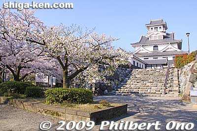 In April, numerous cherry trees around the castle in Hokoen Park bloom spectacularly. The best time to visit Nagahama Castle.
Keywords: shiga nagahama castle tower donjon history museum cherry blosssoms sakura spring flowers