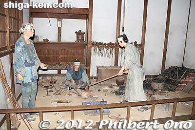 Inside the Blacksmith's Workplace is this exhibit of blacksmiths at work.
Keywords: shiga nagahama sengoku expo taiga furusato-haku samurai