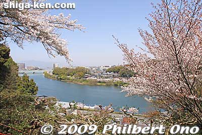 View of Seta River in spring from Ishiyama-dera. Ahead is Lake Biwa.
Keywords: shiga otsu ishiyama-dera buddhist temple cherry blossoms sakura otsuseta