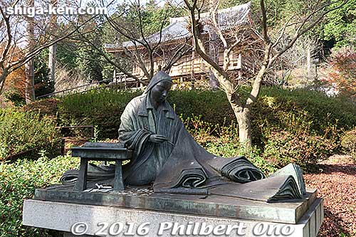 Statue of Lady Murasaki writing Tale of Genji (Genji Monogatari).
Keywords: shiga otsu ishiyama-dera buddhist temple