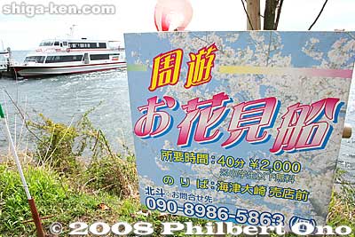 The cherry blossom boat cruises either just cruise or they stop at Kaizu-Osaki Port where you can get off and walk around.
Keywords: shiga takashima makino-cho kaizu-osaki cherry blossoms sakura flowers lake biwa
