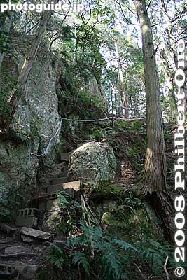 Chain railing really helps.
Keywords: shiga yasu mt. mikami mountain hiking forest trees stone