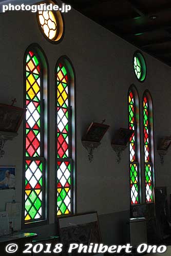 Stained glass inside Tsuwano Catholic Church. 津和野カトリック教会
Keywords: shimane tsuwano