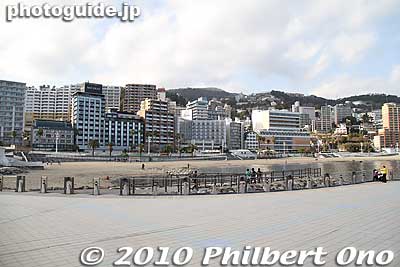 The beachfront is a mishmash of buildings.
Keywords: shizuoka atami onsen spa hot spring 