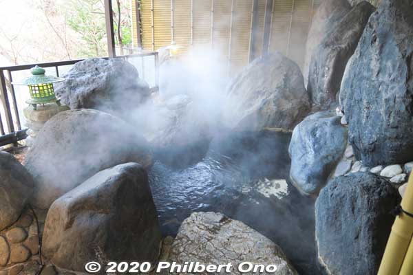 Outdoor hot spring bath at Kinugawa Park Hotels in Kinugawa Onsen.
Keywords: tochigi nikko Kinugawa Onsen Park Hotels hot spring