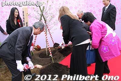 A dogwood sapling was also planted by the mayor and descendants of people who worked to replant cherry trees in Adachi.
Keywords: Tokyo Adachi-ku Toshi Nogyo koen Park sakura cherry blossoms centennial flowers us-japan