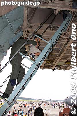 At the mouth of the plane is this ladder going up the cockpit of the C-5 Galaxy.
Keywords: tokyo fussa yokota united states usa air base force military japanese-american japan america friendship festival airplanes jets aircraft 