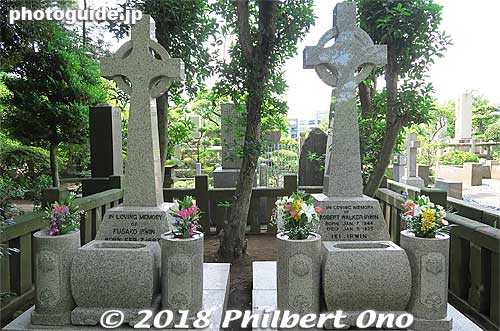 Graves of the family of Robert Walker Irwin (1844-1925), Hawaiian Minister to Japan.
Keywords: tokyo minato-ku ward aoyama cemetery graveyard tombstones