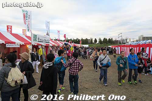The festival site includes many food booths. It's a local festival started in 2006 and not a traditional matsuri (i.e. not held by a shrine or temple). But it's the city's largest festival. Not famous though. 
Keywords: tokyo musashi-murayama dedara matsuri festival