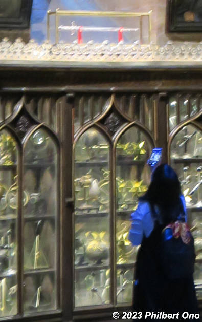 In Dumbledore’s Office, on the left on the cabinet is Gryffindor’s Sword in a glass case.
