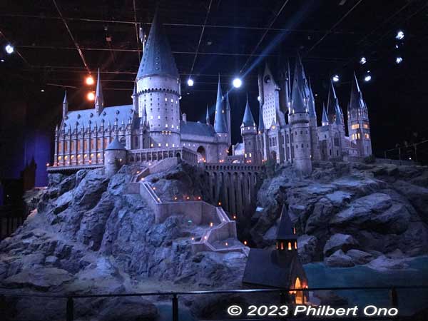Hogwarts Castle (scale model) in night illumination.
