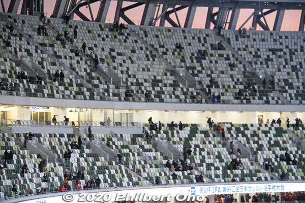 The seats have a random mosaic design in shades of green, brown, and white. It makes it look like there are spectators even when the seats are empty.
Keywords: tokyo shinjuku olympic national stadium