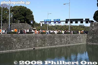 Iwaida-bashi Bridge over the Imperial Palace moat, next to Hibiya Park.
Keywords: tokyo marathon runners race imperial palace castle moat